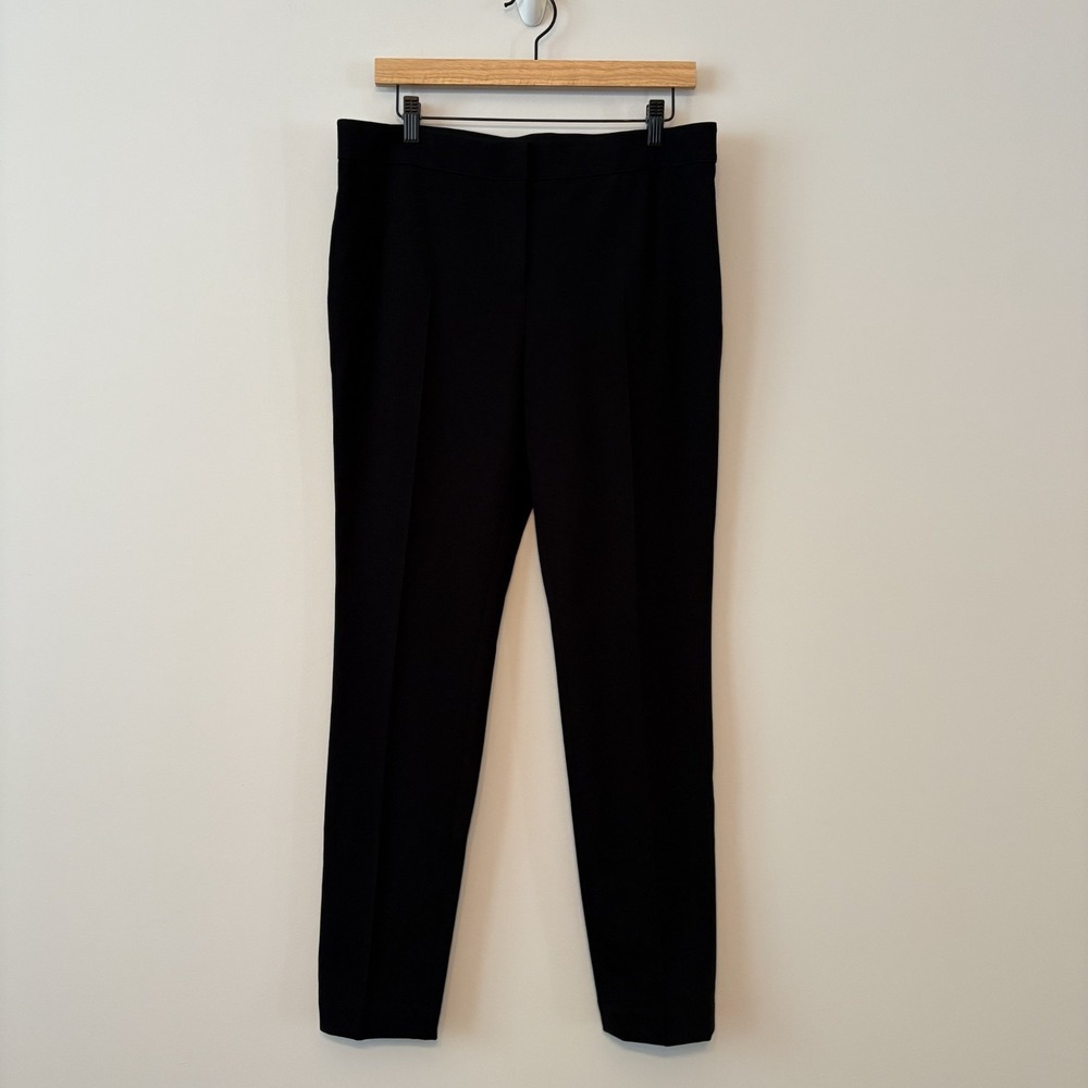 Akris Punto Pintuck Crease Stretch Knit Pants Black Size US 12 Minimalist Office